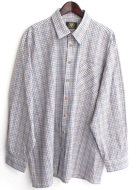 Camicia folcloristica uomo blu marrone bianco a quadretti taglia XXL 45/46 di abiti os