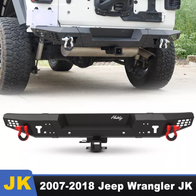 Off-Road Full Width Bumper For 2007-2018 Jeep Wrangler JK Rear Bumper +2*D-Ring