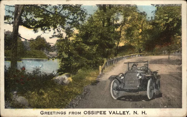 Ossipee Valley New Hampshire NH Early Car Driving Scene Vintage Postcard