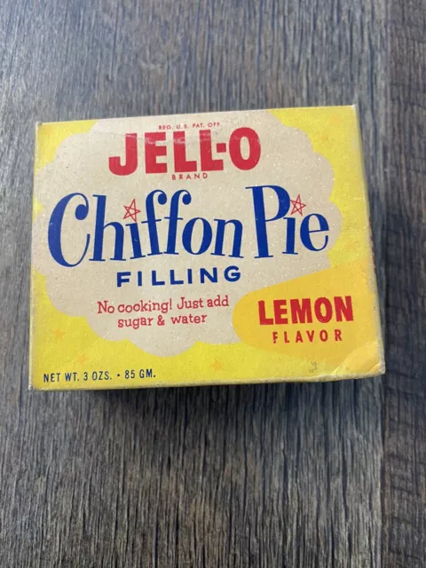 Vintage 1950’s Jello Chiffon Pie Pudding Filling Lemon Flavor Box Display Only