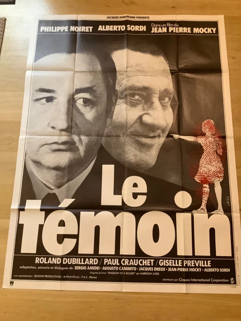 Affiche 120x160 »  LE TÉMOIN  « 1978- Philippe NOIRET- Alberto SORDI- J.P. MOCKY