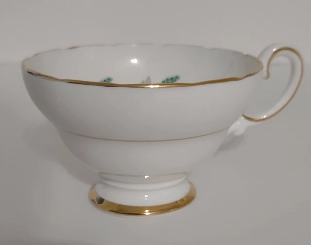 Crown Staffordshire Fine Bone China England Mint Green Teacup & Saucer Gold Trim