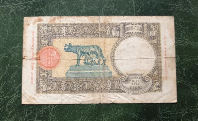 ITALY 50 Lire Banknote 1940