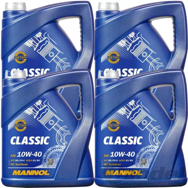 4x5 LITER MANNOL CLASSIC 10W40 MOTORÖL passend für VW 502/505/500 00 MB229.1/3