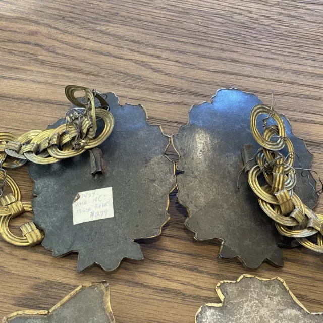 Curtain Drapery Tie Backs Pressed Brass Floral Designs Lot Antique 8