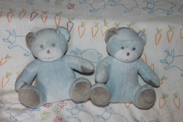 Doudou Peluche Musti Mustela 2 Ours Bleu Et Gris  Neuf