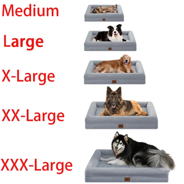Gray Orthopedic Foam M L XL XXL XXXL Dog Bed 4-Side Memory Foam Bolster Pet Sofa