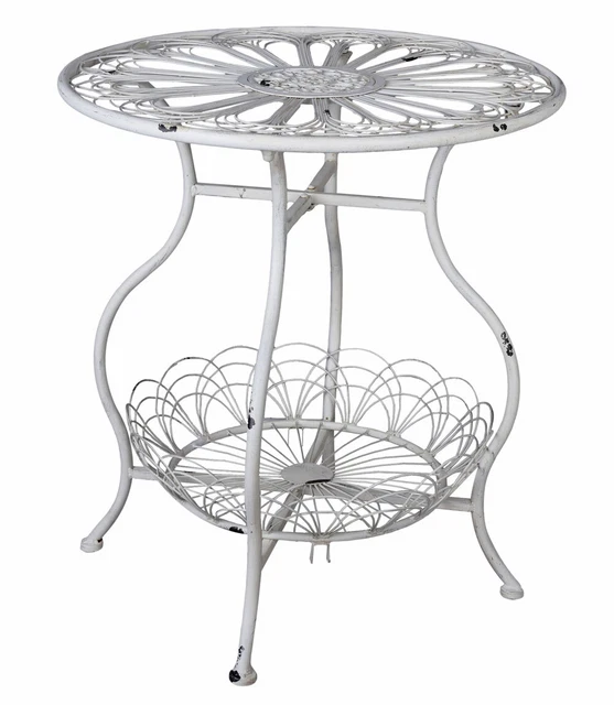 Mesa blanca mesa de jardín mesa auxiliar mesa de metal mesa de café de hierro vintage
