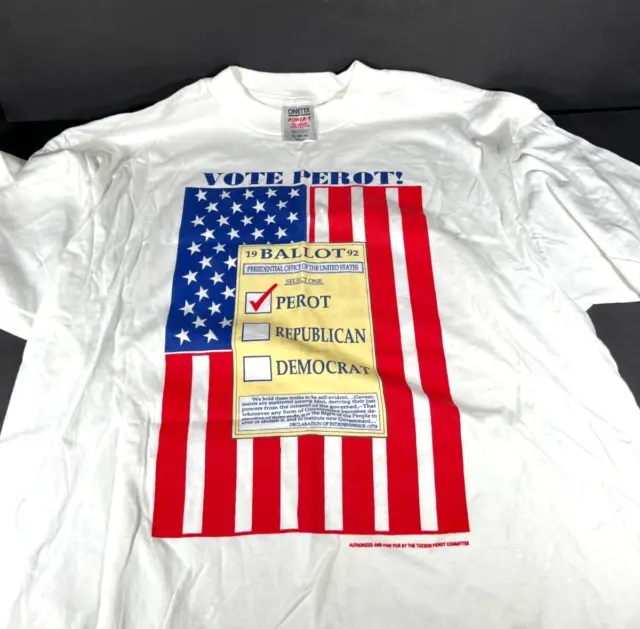 Unworn Ross Perot T-Shirt 1992 Presidential Ballot - Vote Perot (XL pre-shrunk)