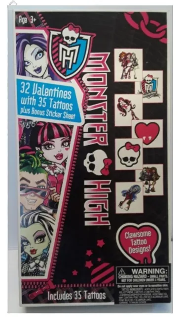 Monster High 32 valentines with 35 Tattoos