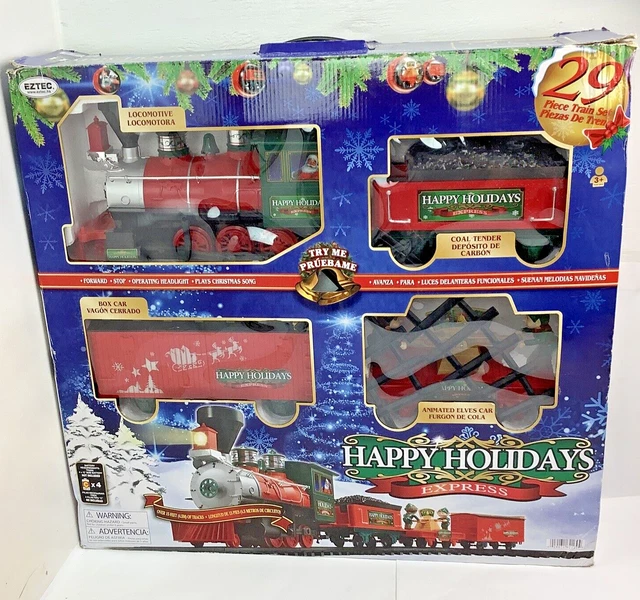 EZTEC HAPPY HOLIDAYS Express 29 Piece Christmas Train Set 62169 (Open
