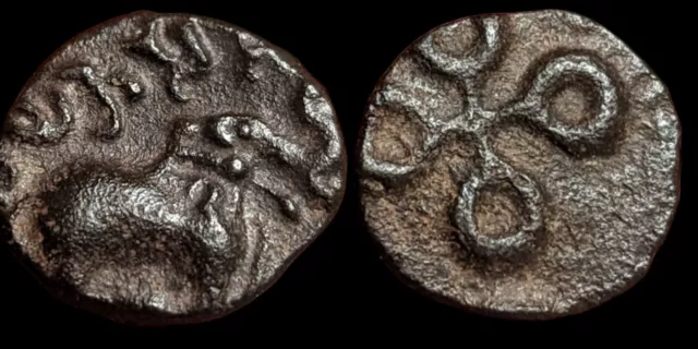 Ancient India, Elephant 172 AD Potin Coin of Gautamiputra of Satavahana Dynasty.