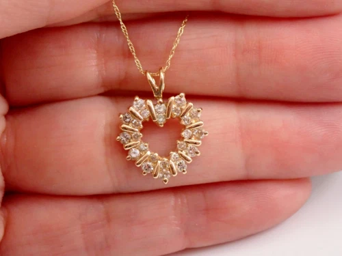 2Ct Round Cut Moissanite 14k Yellow Gold Plated Women's Heart Pendant Chain