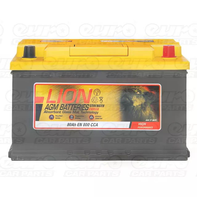 444779031 AGM 115 12V Car Battery 3 Year Guarantee 80AH 800CCA 0/1 B13 By Lion