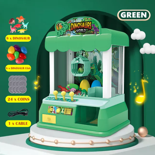 Mini Claw Machine for Kids Toy Grabber with 8 Tiny Dinosaur Prizes