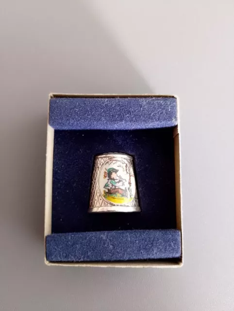 HUMMEL SILVER PLATED & ENAMELLED THIMBLE (In Original Box) 1984 Collectable 2