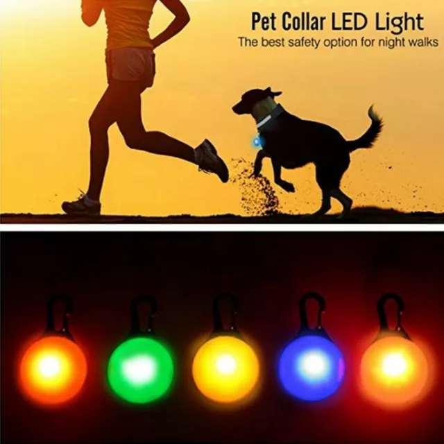 Waterproof LED Pet Dog Cat Collar Night Light Safety Clip Flashing Neon Pendant