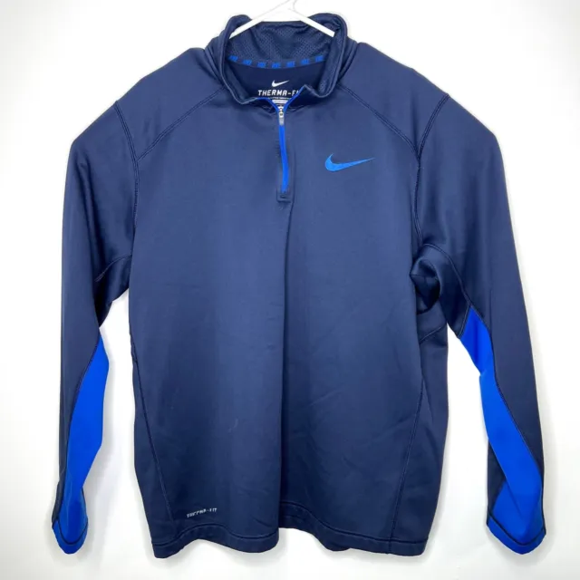 NIKE Therma-Fit Navy Blue 1/4 Zip Polyester Jacket Mens XL 26.5/28.5"