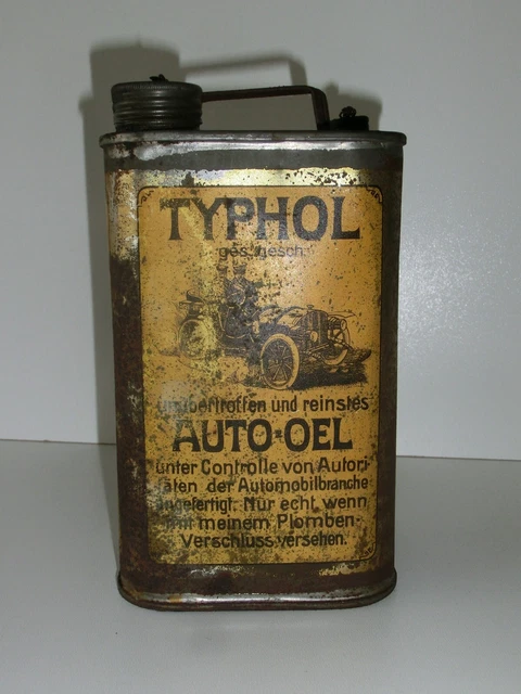 orig.alte Blechdose Typhol Auto Oel Tankstelle Oldtimer Werkstatt Deko Container 5