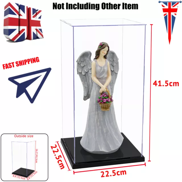 UK 41cm H Self-Install Acrylic Display Case Box Plastic Base Dustproof Figures
