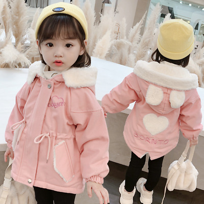 Kids Baby Girls Jacket Winter Warm Hooded Coat Cute Girls Infant Clothes