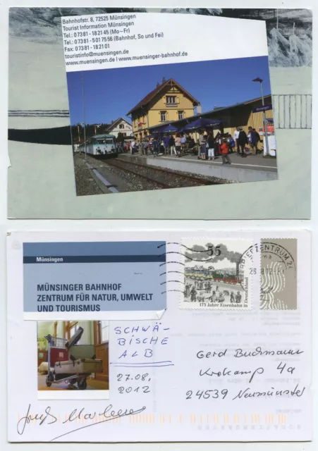 61542 - Münsingen - estación - postal hecha a mano, funcionado