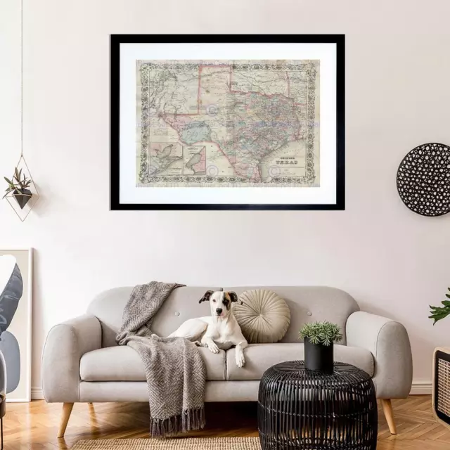 86821 MAP ILLUSTRATED ANTIQUE COLTON TEXAS BLACK Wall Print Poster CA 2