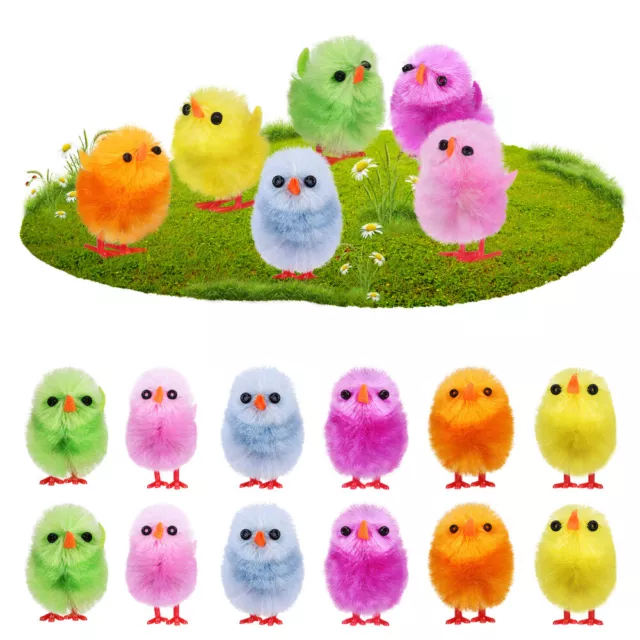 18 Pcs Chenille Chicks Easter Chicken Ornaments Presents Decorate
