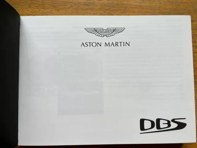 Aston Martin DBS SUPERLEGGERA Owners Handbook Manual 2