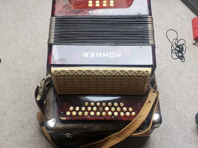 Nice old Hohner Club IIIB III B diatonic button accordion C/F needs some service