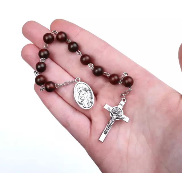 SAINT ST BENEDICT Medal Cord Rosary Black Hematite Beads Rosario San Benito  12 $11.99 - PicClick