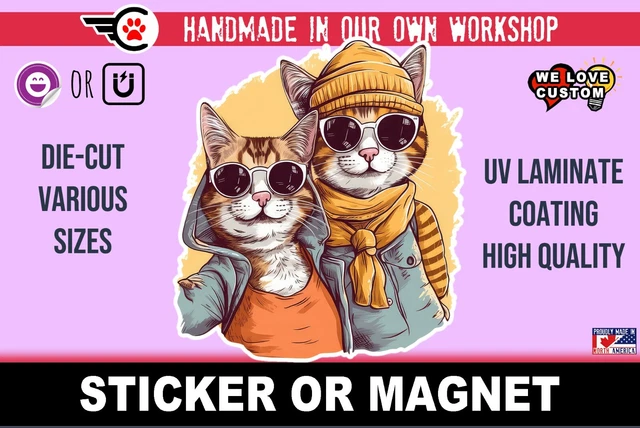 Cats Die-Cut sticker or magnet in various widths, 3" to 9"