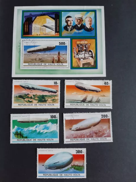 Republique De Haute-Volta - Briefmarken Zeppelin Block und 6 Marken - Gestempelt