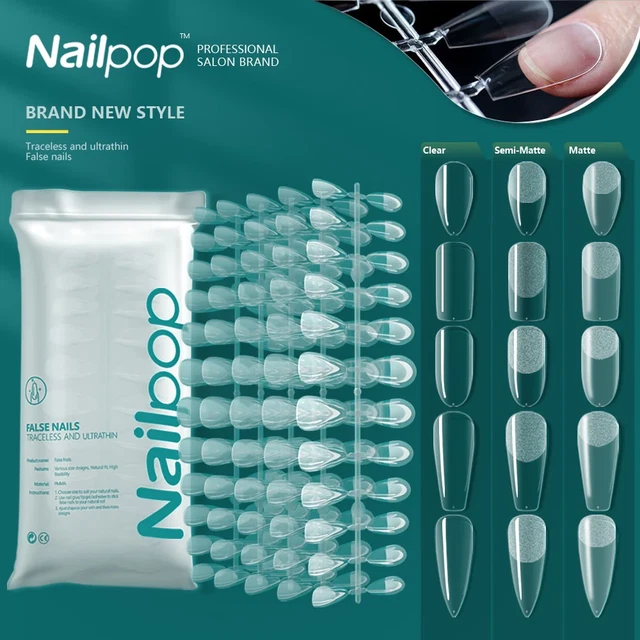 NAILPOP 120pcs False Nails Acrylic Press on Nails Coffin Artificial Nails Clear