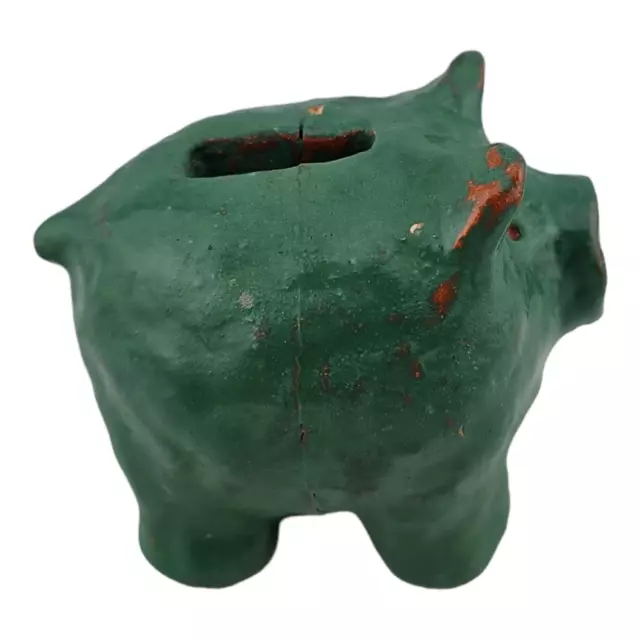 VINTAGE AND TINY Handmade Ceramic Piggy Bank 3" *COINS INSIDE*