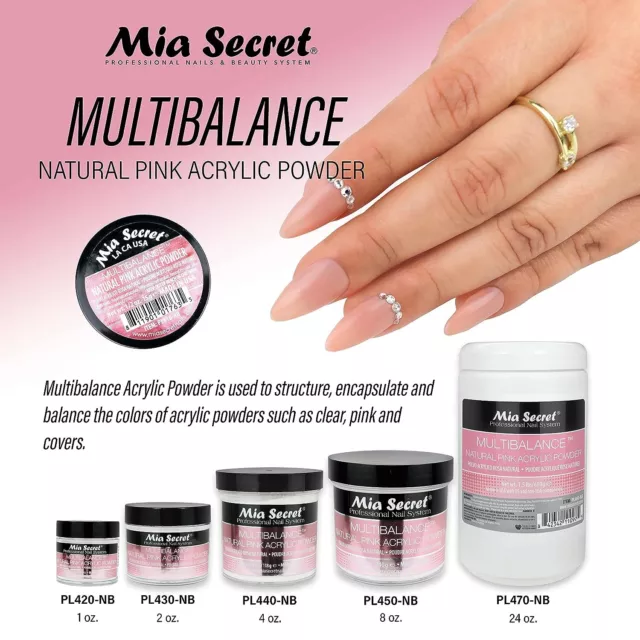 Mia Secret Multibalance Natural Pink Acrylic Nail Powder Professional System USA