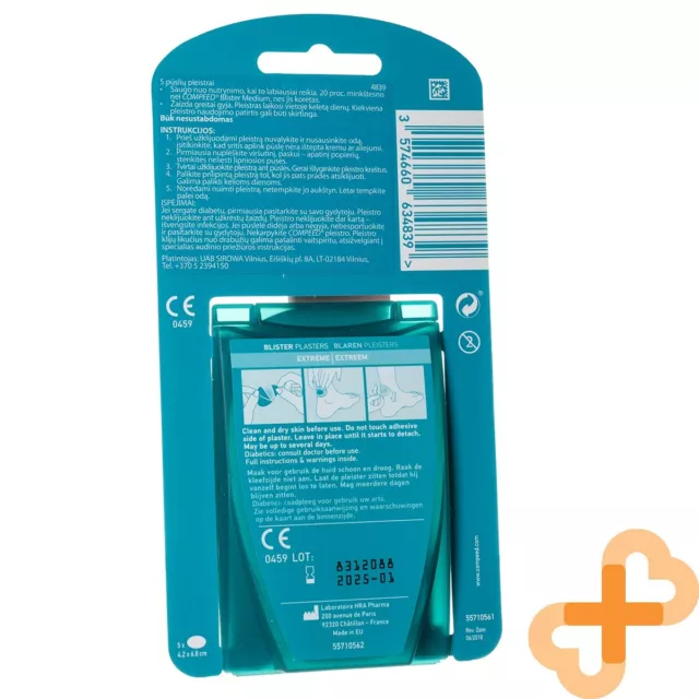 Compeed Extrême Blister Sparadraps 5 Pièces Contre Usure Soulage Douleur M Size 2