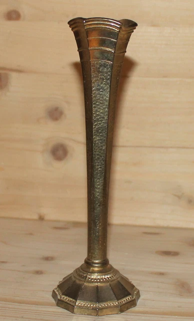 Antique Art Nouveau hand made silver plated copper floral vase