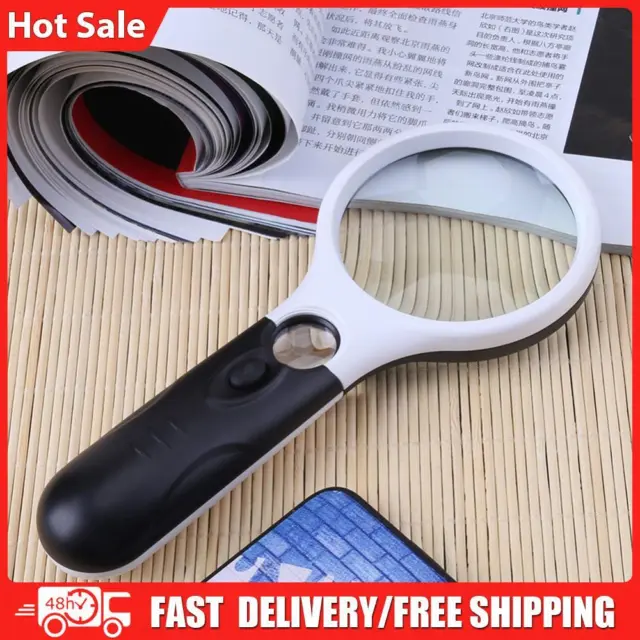 45X Lighted Magnifying Glass with 3 LED Light Pocket Loupe Portable for Reading