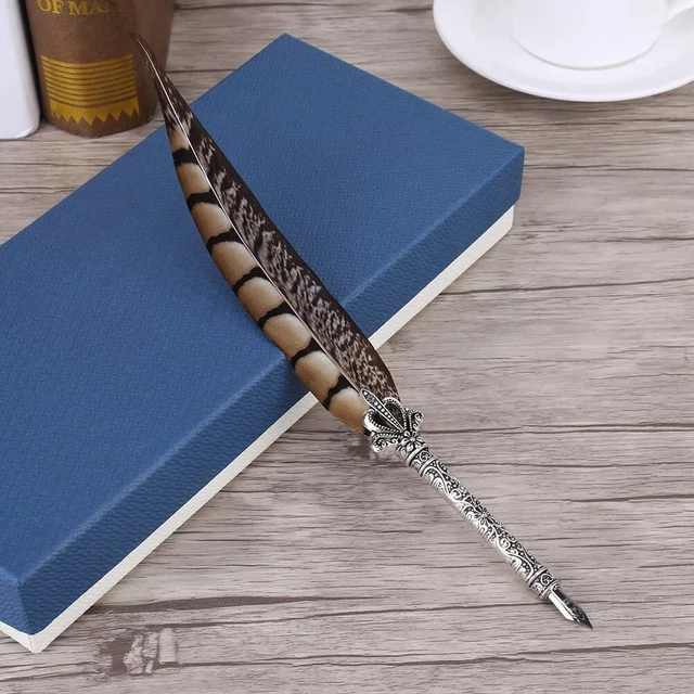 Penna Piuma Stile Antico - Con 5 Pennini E Inchiostro | Per Calligrafia E Decorazione