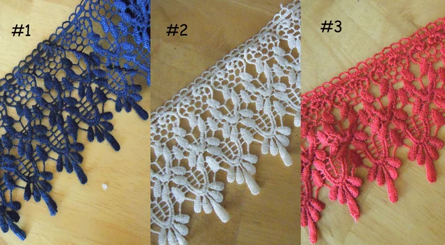 3.5" Wide Rayon Venise Victorian Floral Lace Dark Blue, Red, Ivory zhs22