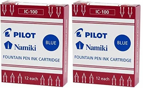 Pilot Namiki IC100 Ink Cartridges for Fountain Pens in Blue - 2 Pack NEW
