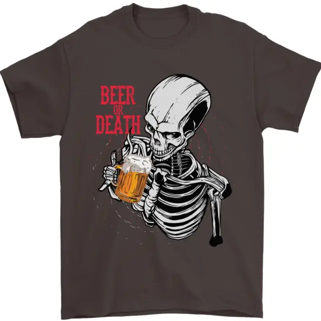 Beer or Death Skull Funny Alcohol Mens T-Shirt 100% Cotton 12
