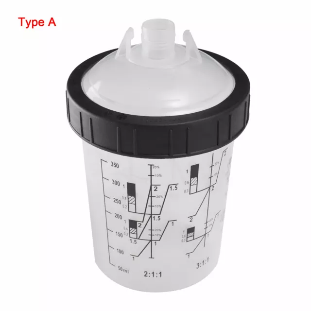 4Pcs 350ML Measure Paint Mixing Cup PPS H/O Quick Hard Inner Lids Tune Spray gun