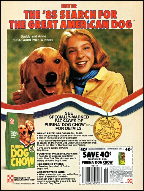 1985 Purina Dog Chow 1984 grand prize winners vintage photo Print Ad ads24