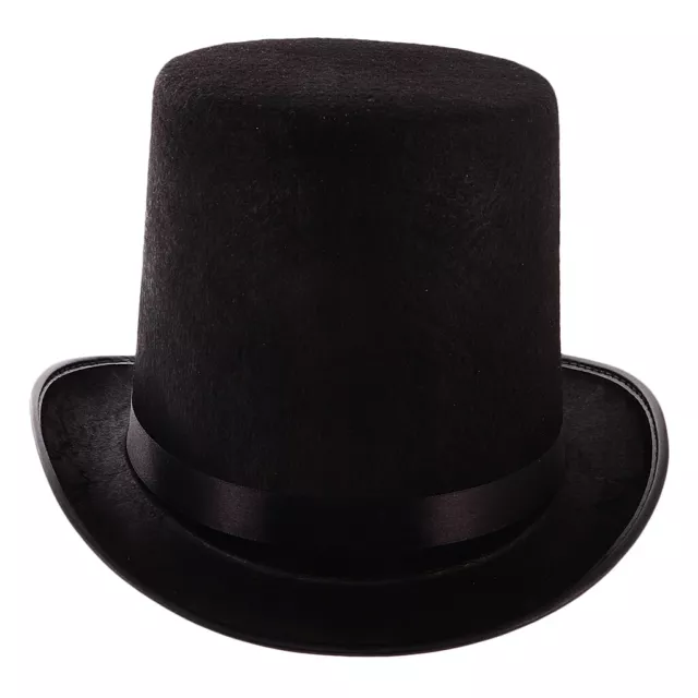 Black Tall Black Top Hat Victorian Steampunk Magician Ringmaster Cosplay