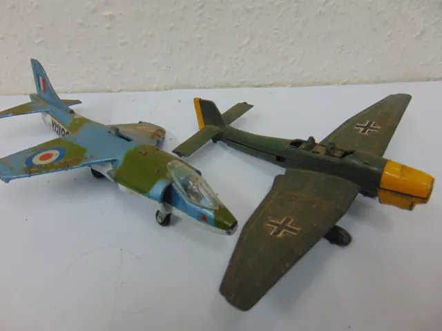 Dinky Toys Military Jet Plane Hawker Harrier #722 & Junkers Fighter Plane #721