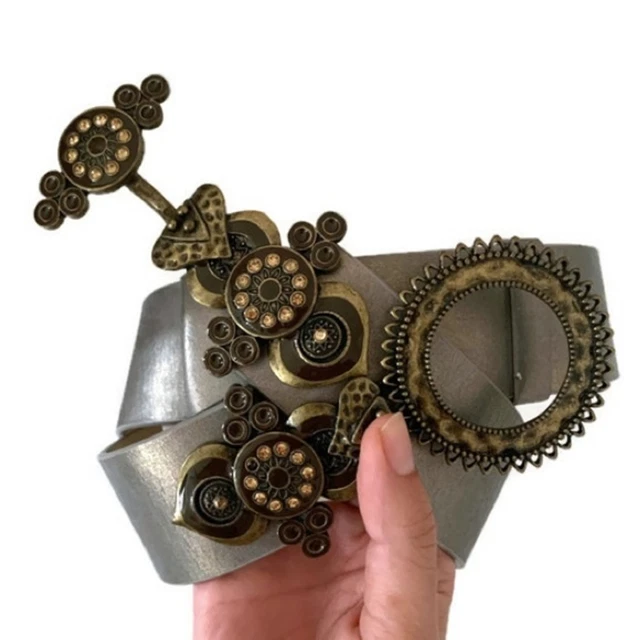 Chico’s statement buckle belt rhinestones Silver and brass tone Adjustable OS