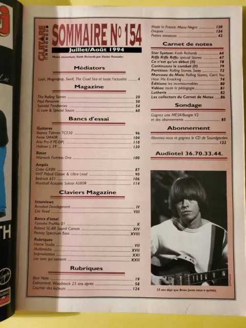 Guitare et Claviers N°154 Année 1994 Rolling Stones Keith Richards Brian Jones 2