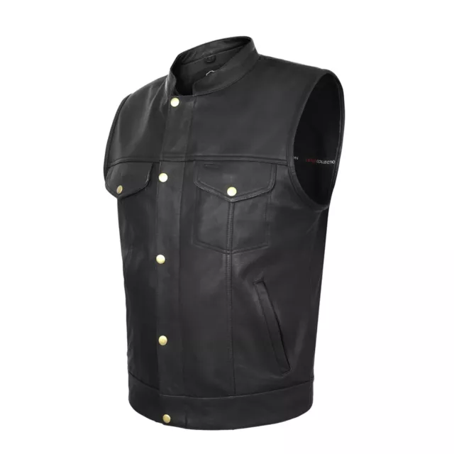 Gilet coupé moto chrome cuir motard style fils de l'anarchie 3